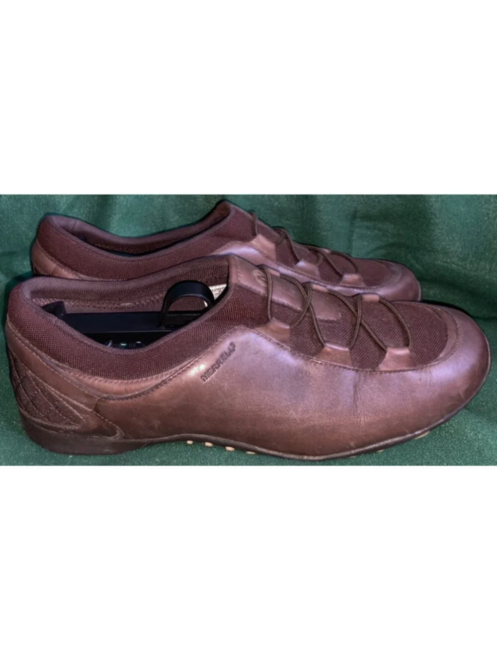 Merrell Meta Stretch Brown Women’s 10 Leather Slip On Hiking Shoes Gorpcore EUC!